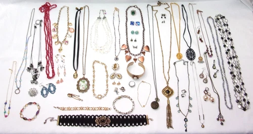 Vintage to Now Cameo/Victorian Style Costume Jewelry Lot 52 pieces!  Wearable!