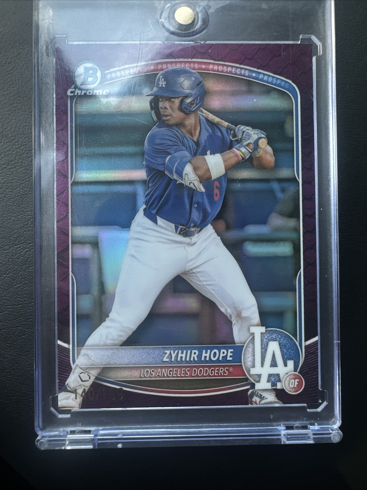2025 Bowman  Chrome Prospects Zyhir Hope #BCP-2 Fuchsia Reptilian Refractor /199