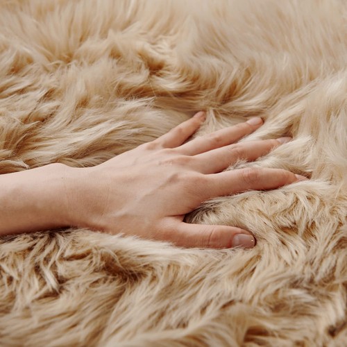 Ultra Soft Fluffy Rug Beige Faux Sheepskin Fur Area Rug Shaggy Couch Cover Se... - Picture 3 of 7