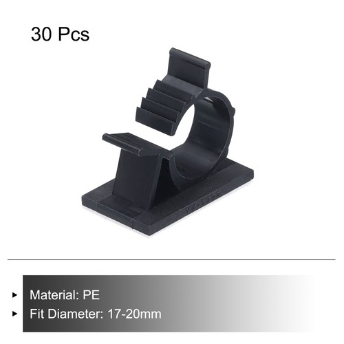 30Pcs Adhesive Cable Management Clip PE Cord Clamps 17-20mm Adjustable Black - Afbeelding 3 van 5