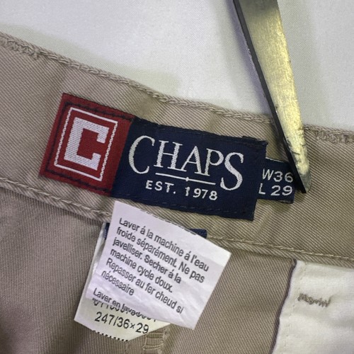 Chaps Mitchell Pants Mens 36x29 Beige Relaxed Fit Flat Front Chino Cotton Twill - Picture 5 of 6