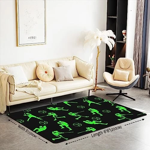 Alfombra decorativa para juegos de béisbol verde fluorescente  Foto 3 de 4