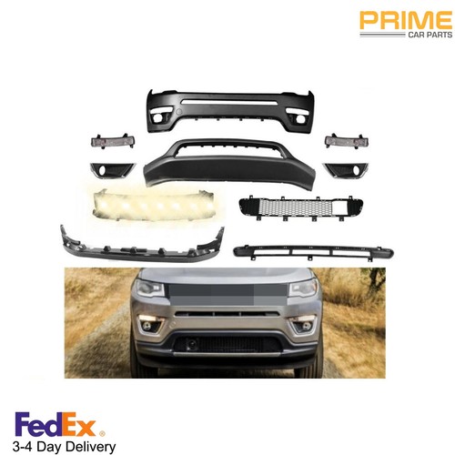 Fits 2017-2022 Jeep Compass Front Bumper Upper /Lower Grill New 10 Pieces of Set