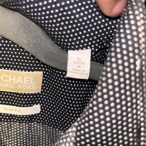 Michael Kors Men's Slim Fit Polka Dot Button Down Shirt, Long Sleeve 32/33 Med. - Picture 6 of 6