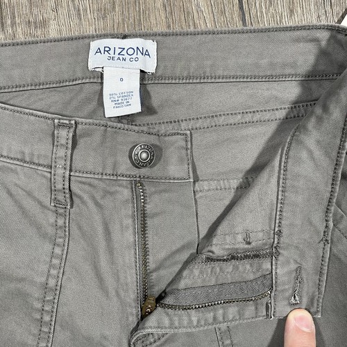 Arizona Women's Low Rise pants Juniors Sz 0 Wide Flare Dark Gull Gray Color NWT - Picture 5 of 13