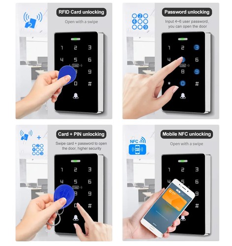 Backlight Touch Dual RFID Card Access Control Keypad Door Lock Opener Watreproof - Picture 13 of 23
