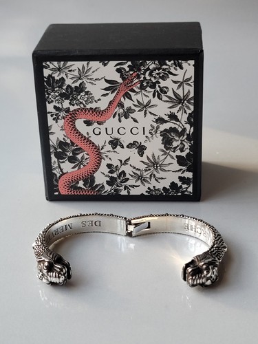 Gucci Double Feline Tiger Head Garden Bracelet Hinged Cuff Sterling Silver NWB  - Picture 12 of 15