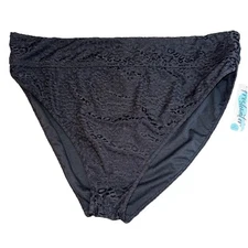 Bikini Swim Bottom 1pc Sz 3XL Black Leopard High Leg Waist Banded Suit