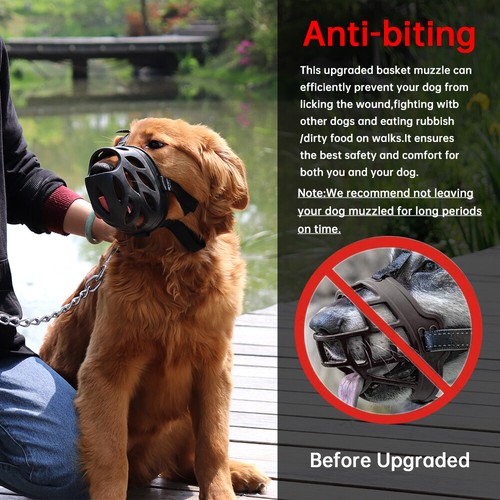 6 Sizes Adjustable Pet Dog No Bite Silicone Basket Muzzle Cage Mouth Mesh Cover - Picture 5 of 13