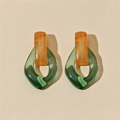 Transparent Resin Hoop Earring Geometric Irregular Metal Acrylic Fashion Jewelry - Picture 20 of 23