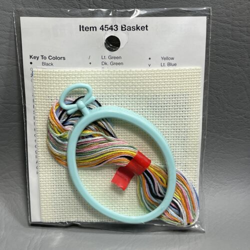 Gezählter Kreuzstich Kit 4543 Korb Frühling NMI NOS ovaler Rahmen Hase Kaninchen - Bild 2 von 8