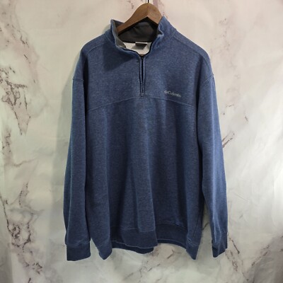 Columbia Sweatshirt Mens XL Blue Zip Hart Mountain Pullover Raglan Quarter 1/4