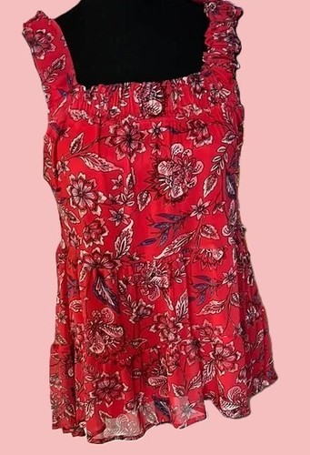 Maurices~Preowned~Red Floral Print Fully Linned Tank Top~Plus Size 2X - Picture 3 of 11