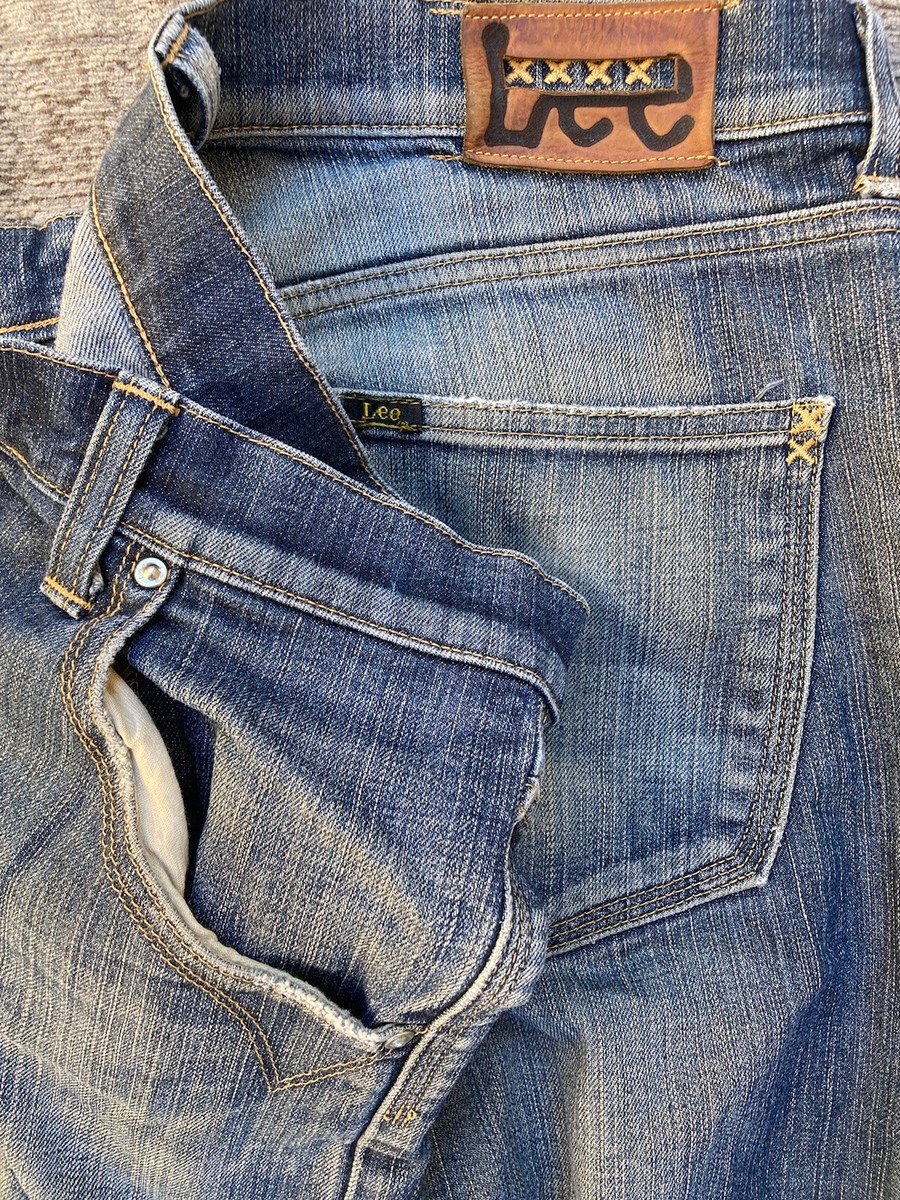 Men's Lee Rider Jeans Blue L Distressed Made in Japan Zip Men's Lee Rider Jeans Blue L Distressed Made in Japan Zip