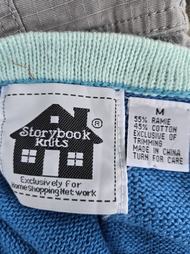 Vintage Storybook Strickpullover blau bestickt Tanktop Damen Gr. M - Bild 8 von 8