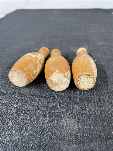 Vintage Wooden Tabletop Bowling Game REPLACEMENT PINS (3) Pins 3 3/4" - Picture 3 of 4