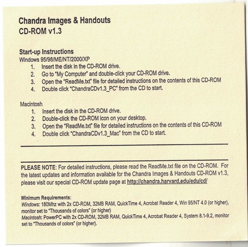 NASA's Chandra X-Ray Observatory Images/Handouts Volume 1 PC /Mac Computer CD - Picture 2 of 2