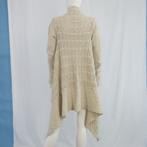 All Saints Waterfall Cardigan Crochet Longline Open Front Y2K beige UK 8 10 - Picture 9 of 14