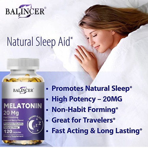 SLEEP AID Capsules 20mg - Fall Asleep FAST Quickly and Maintain Sleep Quality - Picture 3 of 10