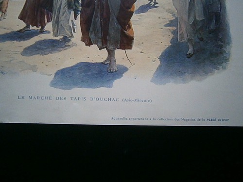 Gravure couleur animée Le marché des tapis d' Ouchac Turquie D'aprés Sabattier - Imagen 4 de 4