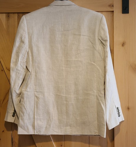 New! Tasso Elba Island Men M 39-41 Linen Two Button Blazer Jacket Beige Lined - Picture 2 of 14