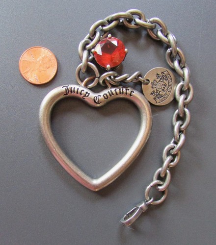 Juicy Couture Purse Charm Key fob Open Metal Heart Crystal Scottie Logo Vintage - Picture 21 of 31