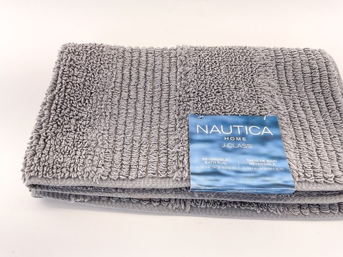Nautica J-Class Reversible Bath Rug Various 100% Cotton Gray Sizes 20 in x 32 in - Picture 3 of 6