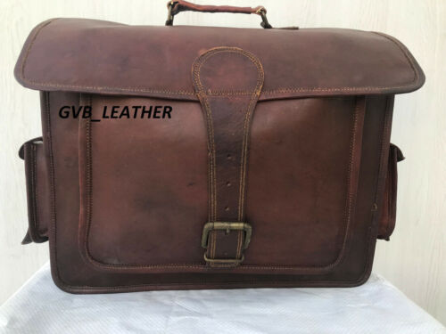 Original Vintage Leather Men's Shoulder Bag Laptop Bag Gorgeous Case - Picture 1 of 8