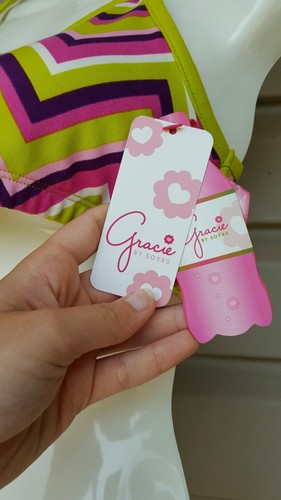 GRACIE BY SOYBU GIRLS SARAH SPORTS BRA GREEN MULTI CHEVRON #GR7377STFX LARGE $20 - Picture 3 of 4