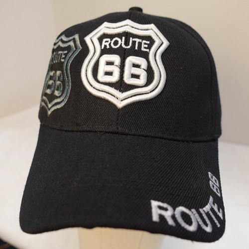 Route US 66 Hat Adult Embroidered Baseball Cap Gray Black Adjustable - Picture 1 of 11
