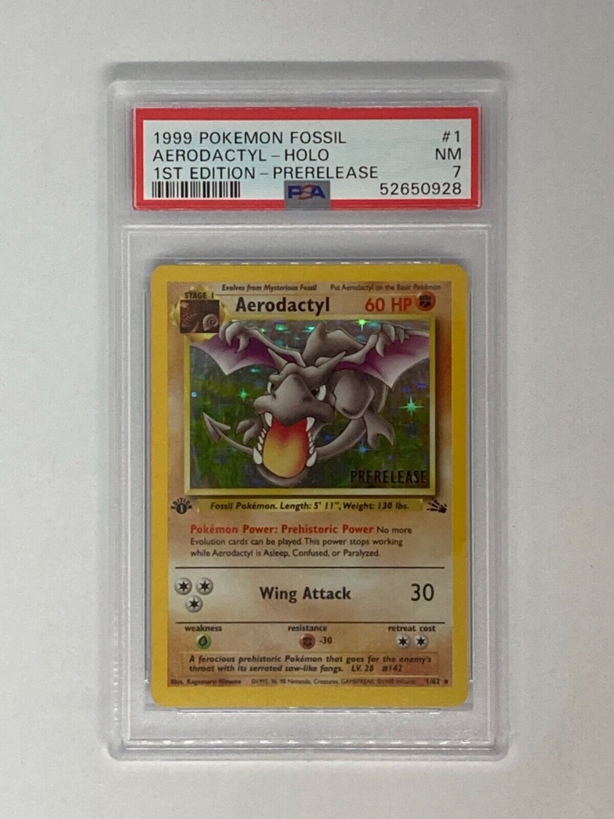 Aerodactyl 1999 Pokemon TCG Fossil 1st Edition Prerelease #1