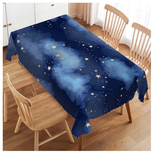 Decorative Rectangle Table Cloth Stars Galaxy Blue Cosmos Sky Galaxy Universe Sp