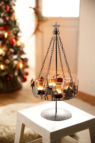 MY HOME Adventsleuchter Weihnachtsdeko Metall, inkl. 4 Glaswindlichtern - Bild 3 von 6