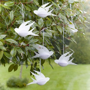 3 X Pretty Birds Paper Hanging Honeycomb White Birds Hanging Wedding Decorations Ebay