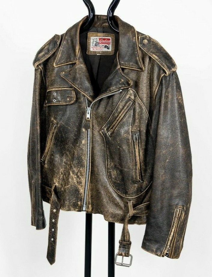 90s Indian vintage シングルライダースジャケット VTG 90's Indian Motorcycle Patch Brown Leather Rider Jacket