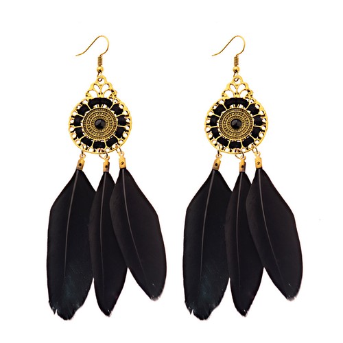 Wholesale Vintage Bohemian Boho Feather Alloy Hook Dangle Women Jewelry Earring - Picture 78 of 79