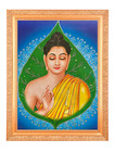 Lord Buddha Artistic Zari Print Photo In Golden Frame ( 14 x 18 Inches)