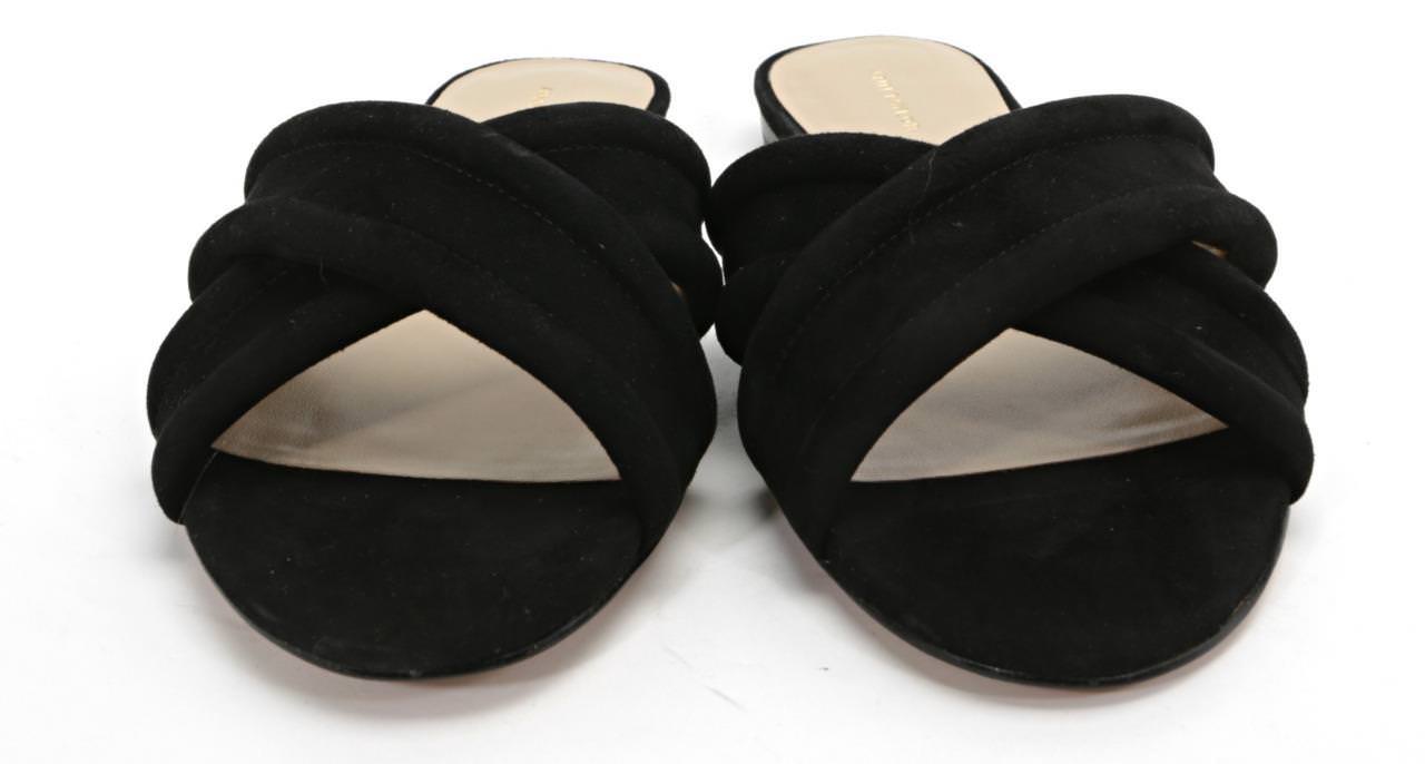 ANN ANN ANN TAYLOR Womens Black Suede GRETEL Slip-On Cross Slides Sandals Flats 8 NEW 0623cf ANN ANN ANN TAYLOR Womens Black Suede GRETEL Slip-On Cross Slides Sandals Flats 8 NEW 0623cf