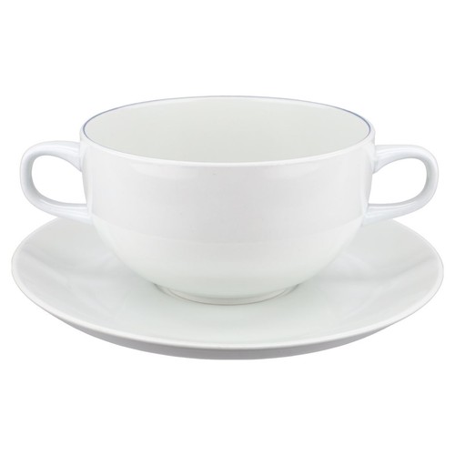 Suppentasse mit Deckel und Untertasse Modell 3081 Royal Copenhagen Blueline Blau - Bild 2 von 7