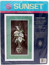 Calla Lilies Sunset Counted Cross Stich Exotic Flower Zabroski 13569 Black 8x16