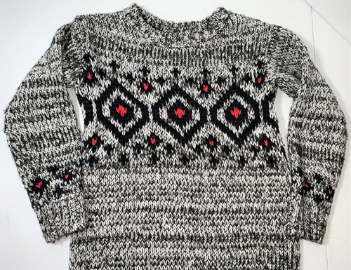 GAP Kids Alpine Black White Red Fall Winter Long Sleeve Sweater Dress Girl S 6-7 - Picture 2 of 8