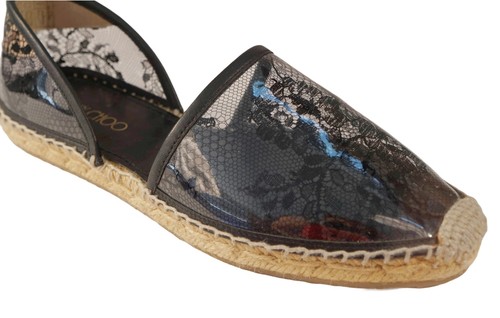 JIMMY CHOO 37.5 Dreya PVC Floral Lace Espadrille Flats 7 BRAND NEW - Picture 5 of 6
