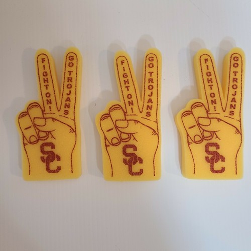 Ncaa Usc Fighton Trojans 6" hand foam finger fan yellow V Set 3