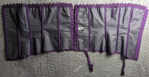 VTG Frederick's Of Hollywood Corset Top Purple Black Women's Size 42 Lace Floral - Picture 4 of 5
