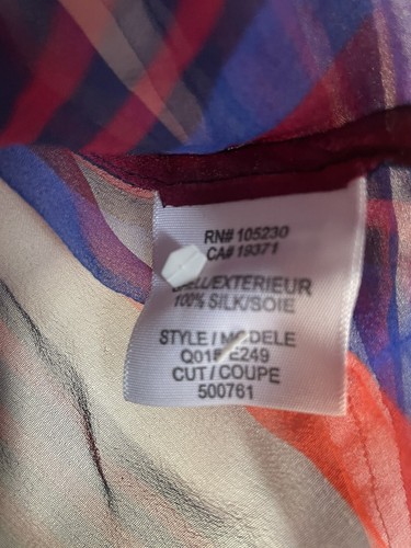 Equipment XS 100% Silk Striped Bright Colors Sheer Button Up Blouse Quiet Luxury - Picture 4 of 6