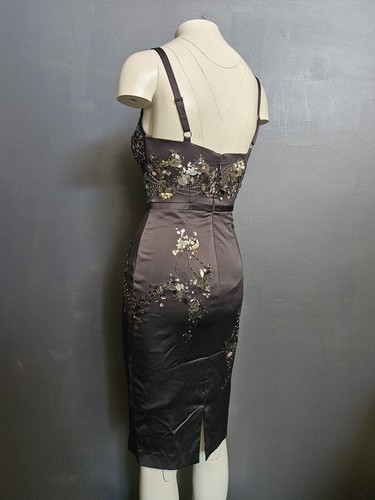 ATEMBERAUBENDES MANDALAY Y2K Abend-COCKTAILKLEID verziert mit Perlen DK. GRAU Gr. 6 - Bild 11 von 24