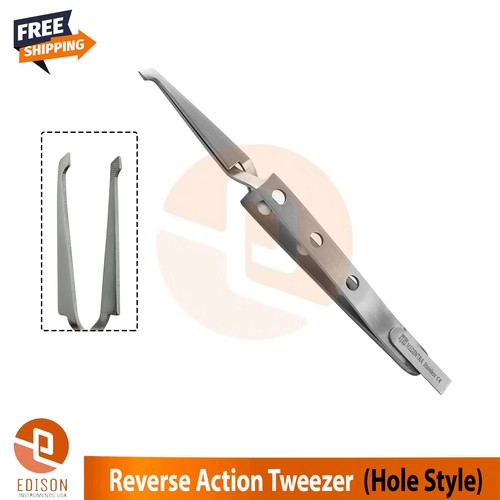 Orthodontic Bracket Holding Tweezers Reverse Action Hole Style Cross Lock Forcep - Picture 1 of 2