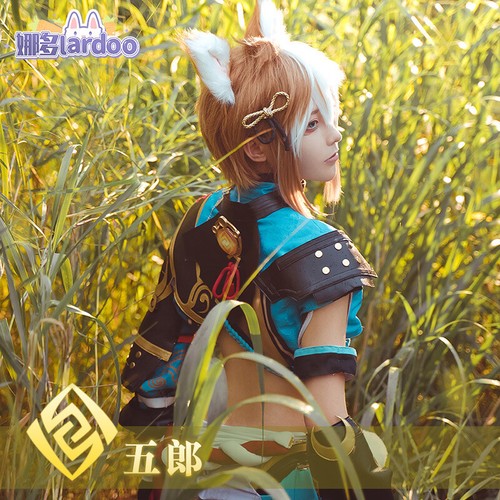 Genshin Impact Gorou Cosplay Costume Blue Fox Boy Suit Hallween Full Set Outfits - Picture 4 of 13