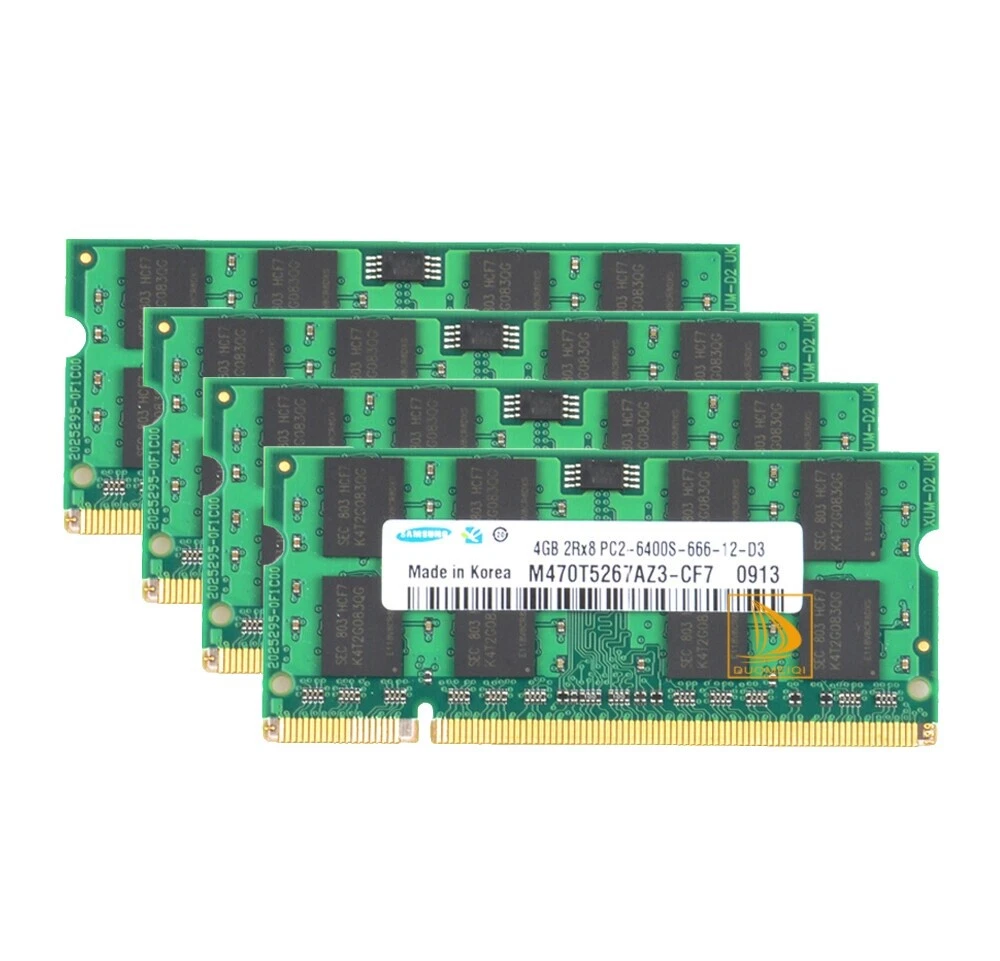 Equipo de RAM 4 GB de capacidad por módulo con 4 módulos y 200 pines