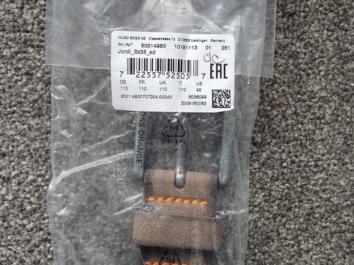 BOSS ORANGE BY HUGO BOSS JORDI 50314980 SUEDE BELT. DARK BEIGE, 110 cm, 42", NEW - Picture 3 of 4